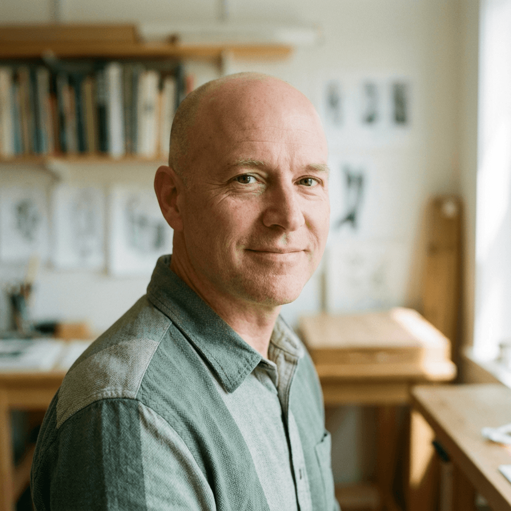 Male geologist and collector with calm demeanor