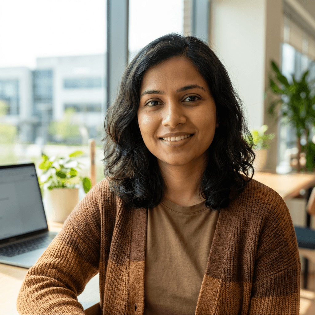 Priya arranging a meteorite specimen on a plinth